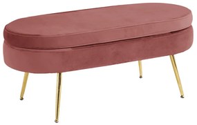 Luxusný taburet, ružová Velvet látka/chróm zlatý, Art-deco, NOBLIN TYP 2