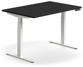 Výškovo nastaviteľný stôl QBUS, rovný, 1200x800 mm, biely rám, čierna