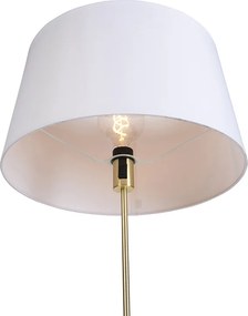 Stojaca lampa zlatá/mosadzná s bielym ľanovým tienidlom 45 cm - Parte