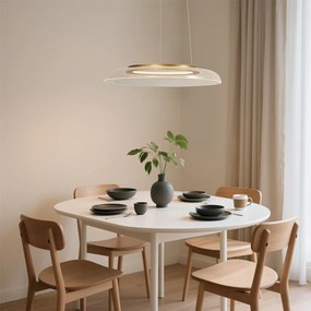 Dizajnové závesné svietidlo zlaté a priehľadné s 3-stupňovým stmievaním - Scacrylic