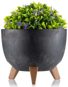 PLASTOVÝ KVETINÁČ ROSA ECO 18X29 CM IMITÁCIA BETÓNU ČIERNA