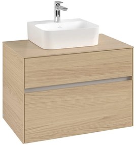 VILLEROY &amp; BOCH Collaro závesná skrinka pod umývadlo na dosku (umývadlo v strede), 2 zásuvky, 800 x 500 x 548 mm, Nordic Oak, C09300VJ