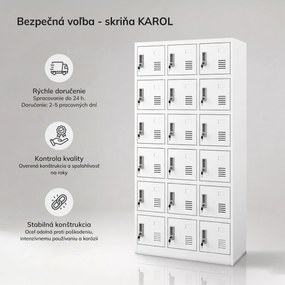 Zamestnanecká skrinka s priehradkami biela, 900x1850x400 mm: KAROL