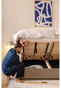 Čalúnená dvojlôžková posteľ taupe s úložným priestorom s roštom 180x200 cm Myra Pillow – Bonami Selection