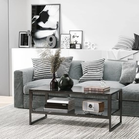 HOMCOM Moderný konferenčný stolík s 2 policami 106 x 50 x 47 cm Čierny | Aosom