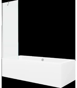 Mexen Cube obdĺžniková vaňa 170 x 80 cm s obkladom a 1-krídlovou sprchovou zástenou 60 cm, Transparentné, Chrómová - 550517080X9