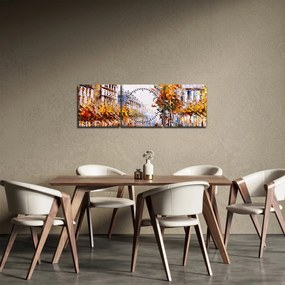 Obraz - Ulica v Paríži (s hodinami) (90x30 cm)