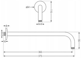 Mexen KAI, podomietkové rameno 40cm + sprchová hlavica 30cm, chróm, 79230-00 + 79211-00