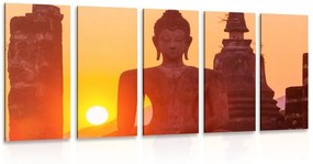 5-dielny obraz socha Budhu uprostred kameňov - 200x100