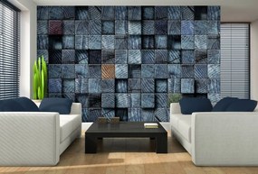 Fototapeta - Modré drevené kocky (254x184 cm)