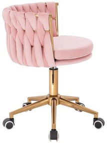 LuxuryForm DESIGN Stolička LYON VELUR na zlatej podstave s kolieskami - ružová