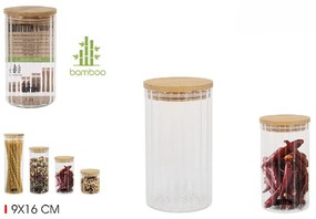 Sklenená dóza na potraviny TITICO s bambusovým vekom 9 x 16 cm