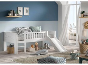 Biela vyvýšená detská posteľ z borovicového dreva s roštom 90x200 cm Scott – Vipack