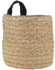 IB LAURSEN Jutový košík Black Strap Round Vysoký