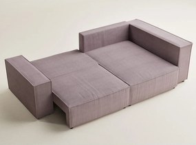 Fialová menčestrová rozkladacia/s úložným priestorom rohová pohovka (pravý roh/do L) Tonga – Maison de Rêve