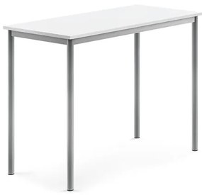 Stôl SONITUS, 1200x600x900 mm, HPL - biela, strieborná