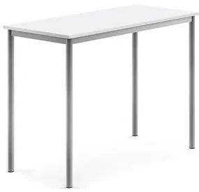 Stôl SONITUS, 1200x600x900 mm, HPL - biela, strieborná