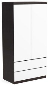 Šatní skriňa 90cm so 2 zásuvkami a vešiakom LUNE Wenge/Biela