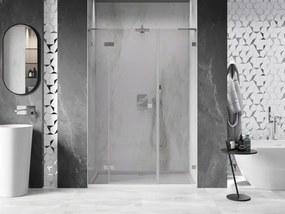 Mexen Lunar L, ľavé otočné sprchové dvere 155 cm, 8mm číre sklo, oceľový profil, 834SL-155-050-97-00-L