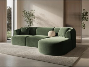 Zelená zamatová rohová pohovka (pravý roh/s leňoškou) Campi – Cosmopolitan Design