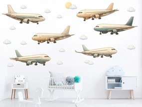 Boeingy a Airbusy textilní prelepiteľné nálepky na stenu hárok 75 x 36 cm