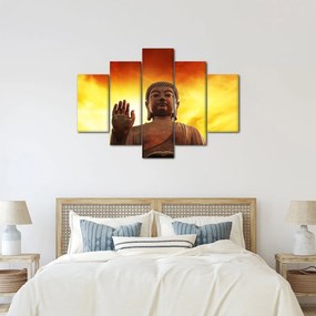 Obraz - Budha s červenožltým pozadím (150x105 cm)