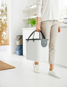 Odpadkový kôš stohovateľný, s nálepkami ALBULA, 25 l, biely/antracit