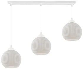Závesné svietidlo Riffle Round, 3x biele sklenené tienidlo, w
