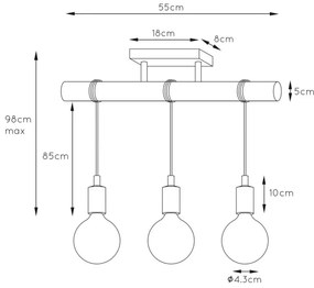 Lucide 08127/03/35 - Luster na lanku PAULIEN 3xE27/60W/230V