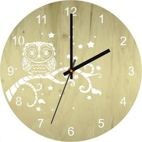 Nástenné hodiny z dreva - Sovička - prírodné aj farebné | SENTOP PR0443 PR0443 plywood
