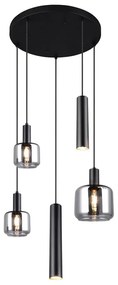 Čierne závesné svietidlo s kovovo-skleneným tienidlom ø 40 cm Mataro – Trio
