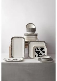 26-dielna jedálenská súprava z kvalitného porcelánu – biela/čierna
