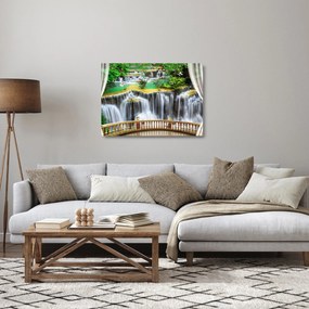 Sklenený obraz - Výhľad na kúzelné vodopády (70x50 cm)