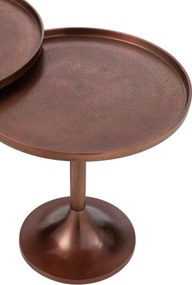 Set 2 medený antik kovový odkladací stolík Fone Alu Raw – Ø 56*49/ Ø 48*50 cm