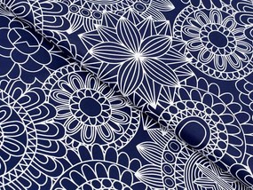 Biante Bavlnený obdĺžnikový obrus Sandra SA-273 Biele mandaly na tmavo modrom 60x100 cm