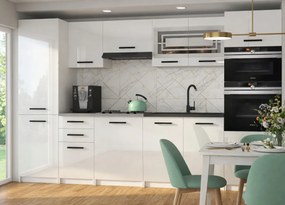Kuchynská linka Belini 300 cm biely lesk s pracovnou doskou Syntka2  INF SYNTKA2/5/WT/W/0/B1