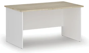 Kancelársky písací stôl PRIMO WHITE, 140x80 cm, biela/dub prírodný