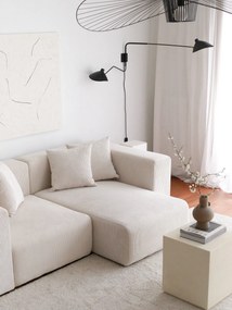 Zamatová rohová pohovka Yolo 222 x 110 cm, pravá, biela