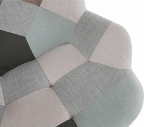 Hojdacie kreslo Geron - zelenobiely patchwork / biela / buk