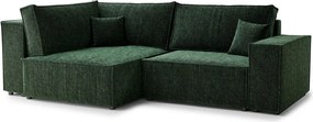 Tmavozelená ženilková rozkladacia/s úložným priestorom rohová pohovka (ľavý roh/do L) Tonga – Maison de Rêve