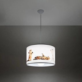 Detské závesné svietidlo Kitty, 1x plastové tienidlo so vzorom, (fi 40cm)