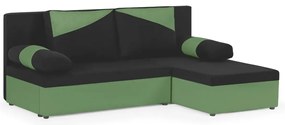 Rozkládací rohová sedací souprava ROLO Černá/Zelená