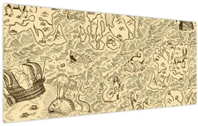 Obraz - Vintage mapa, ilustrácie (120x50 cm)