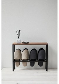 Kovový stojan na prezuvky v čierno-prírodnej farbe Tower – YAMAZAKI