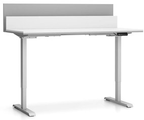 Výškovo nastaviteľný stôl SINGLE LAYERS, 160x80 cm, 2 motory, s prepážkami, biela/sivá