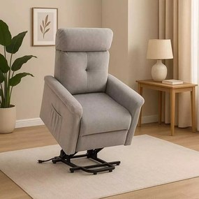 LuxuryForm DESIGN TV kreslo PEGAS s elektrickým polohovaním, masážou a výklopom - světle šedé