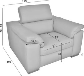 Moderné kožené kreslo LOREN II, sivá (madras - 128 grey)