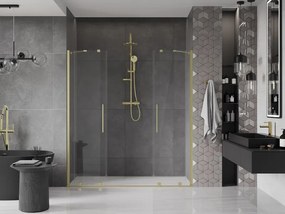 Mexen Velar Duo, posuvné dvere do otvoru 200x200 cm, 8mm číre sklo, zlatá matná, 871-200-000-02-55