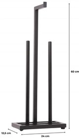 Erga Pap2, zásobník na toaletný papier na postavenie 60cm (8 roliek), čierna matná, ERG-YKA-P.PAP2-BLK