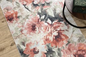 Protišmykový behúň LOTUS BOUQUET 52900 kvety béžový / ružový